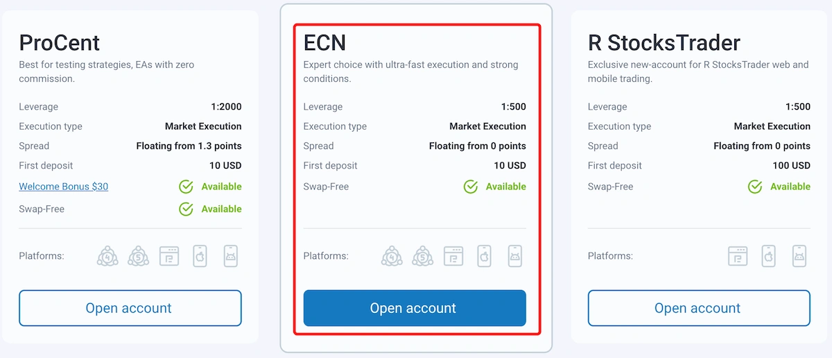 Счет ECN roboforex