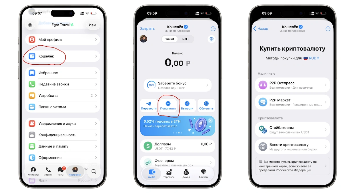 telegram wallet p2p