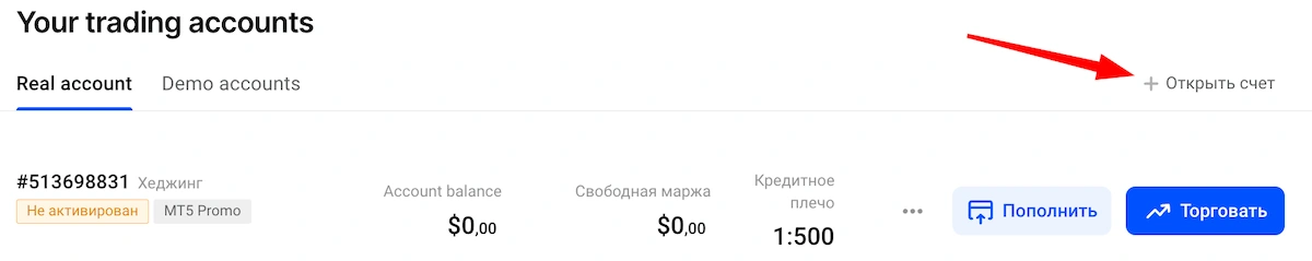 открыть счет fxpro