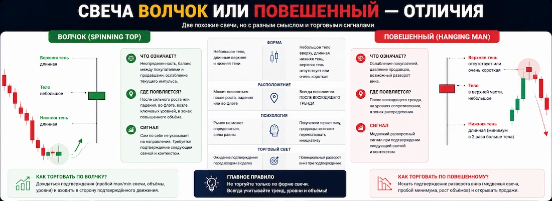 Волчок или Повешенный отличия